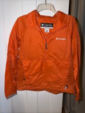 Columbia Orange Packable Half-Zip Windbreaker